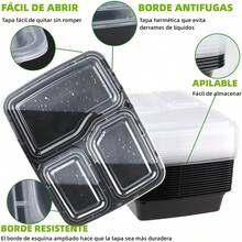 Contenedores de alimentos desechables, Contenedores de alimentos con compartimento grande, Contenedores de plástico herméticos, Contenedores para preparación de comidas, Apto para microondas, congelador y lavavajillas - Estilo 30P 2 - Ver 3