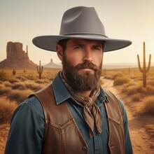 Sombrero de vaquera retro de gamuza para mujer y hombre, color liso, con borlas finas y ala ancha, estilo occidental para Ramadán - Gris - Ver 5