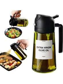 1pc Handheld Oil Sprayer, 2-In-1 Spraying And Pouring Function, Large Capacity Olive Oil Dispenser, Suitable For Kitchen And Home, Mist Spraying, Leak-Proof, No Residue, Ideal For Graduation Gifts, Bachelor Parties, Bridesmaid Gifts - Black - View 2