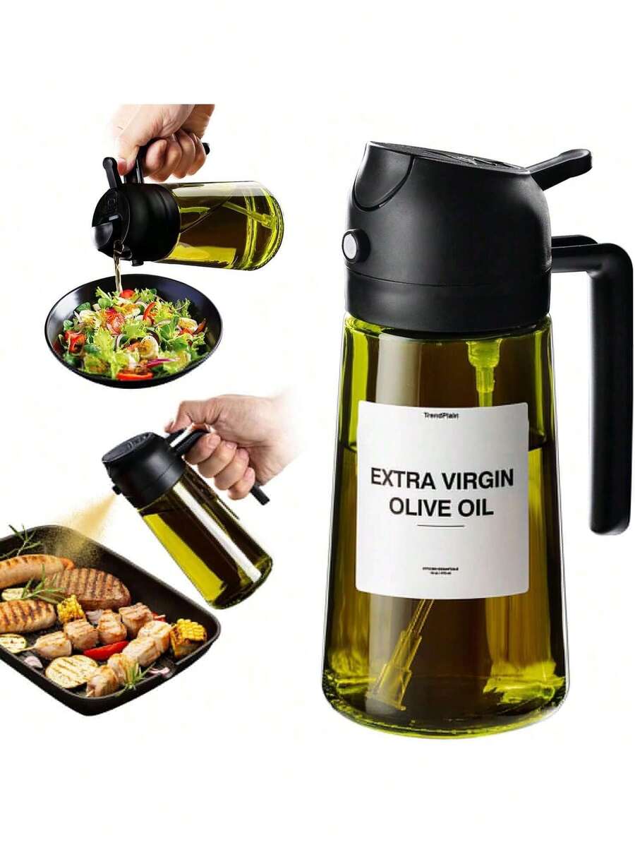 1pc Handheld Oil Sprayer, 2-In-1 Spraying And Pouring Function, Large Capacity Olive Oil Dispenser, Suitable For Kitchen And Home, Mist Spraying, Leak-Proof, No Residue, Ideal For Graduation Gifts, Bachelor Parties, Bridesmaid Gifts