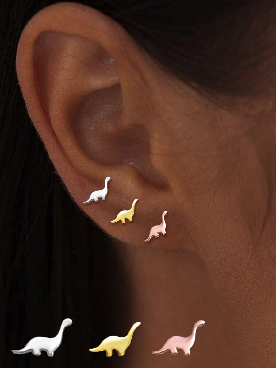 1 Pair S925 Sterling Silver Cute Animal Theme Stud Earrings, Korean/Japanese Style. Suitable For Women, Ideal For Daily Wear, Also A Perfect Gift For Girlfriend, Mother And Sister. - A Pair Of Earrings - View 1
