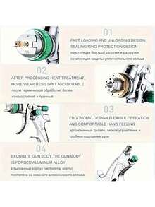 Professional HVLP Spray Gun Kit, Equipped With 1.4/1.7/2.0mm Nozzles, High Flow Fine Spray Gravity Feed Spray Gun, Suitable For DIY Auto/Furniture/Fence/Wall Painting - Multicolor - View 8