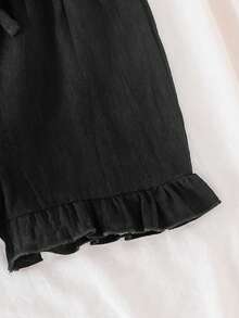 2 Stück Baby Mädchen gestreiftes Schleifendekor Top und schwarze Spitzenbesatz Shorts Set, Frühling/Sommer - Schwarz und Weiss - Übersicht 11
