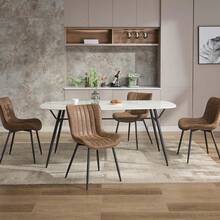 Juego de 2 Sillas Mid-Century Modern | Tapizadas en Piel Sintética con Respaldo Cómodo y Patas de Metal Negro | Para Comedor, Cocina o Dormitorio - Color: Rayas verticales | Cuero | Marrón - Ver 3