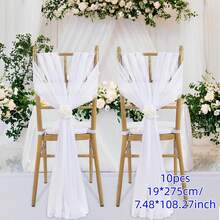 5/10 件装 7.5x108 英寸鼠尾草绿雪纺缎面椅背装饰带，柔软垂坠面料，蝴蝶结设计，装饰性婚礼薄纱椅背装饰带，适用于婚礼仪式、走道、派对、宴会、生日、主题活动、毕业典礼和其他庆祝活动。 - 彩色 - 查看 13