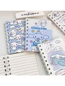 4pcs/Set Light Blue Cartoon Spiral Notebook Portable Coil Notebook Student Classroom Notes/Daily Handbooks Girl Heart Stationery New Year's Gift, Valentine's Day Gift, Easter Gift (Stochastic Style) - Multicolor - View 4
