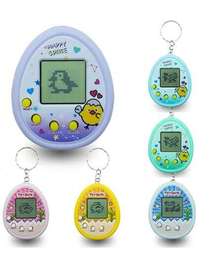4 Color Random  Electronic Pet Toy, Black & White Screen, Handheld Mini Game Console Pendant, Virtual Pet Raising, Electronic Game Machine Toy, Personalized Heart-Shaped Appearance, Portable Design (Can Be Used As Keychain/Bag Charm), Holiday/Halloween/Christmas/School Gift