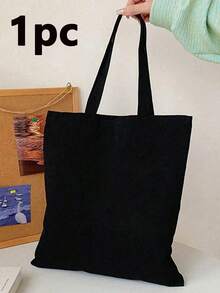 10pcs/Set Women Simple Canvas Tote Bag, Open-Top Canvas Shoulder Bag, Handbag, Simple Schoolbag For Elementary, High School And College Students, File Folder, Travel Bag - Beige - View 19