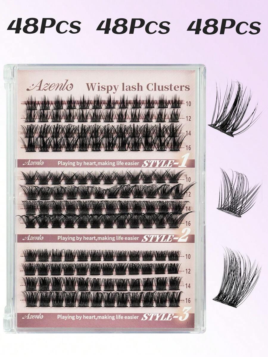 144 Stücke gemischtes Wimpernverlängerungs-Set, flauschige C-Locken Volumeneffekt, natürlicher Make-up-Effekt, 10-16mm gemischte Länge Wimpernbüschel, geeignet für dicke & gekräuselte Wimpernoptik, anfängerfreundlich, DIY Wimpernverlängerung, geeignet für Cosplay, Anime und tägliches Make-up - Schwarz - Übersicht 1