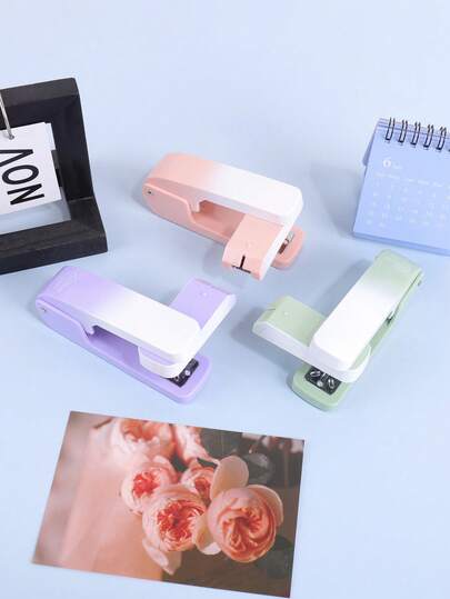 1PC Portable Gradient Medium Stapler, Creative Rotatable Design - Can Staple 20 Sheets, A Perfect Gift For Friends