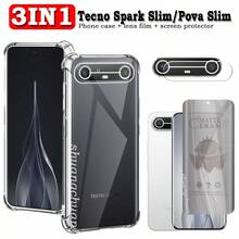 Protector de pantalla de privacidad 3 en 1, Pegamento KM7K con rhinestones, Funda de teléfono, Funda de gel de doble capa, Película suave de cerámica, Película para lente de cámara para Spark Slim - 5# 3 en 1 - Ver 8