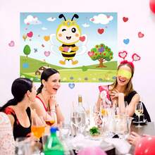 Valentines Day Games - Pin The Heart On The Bee With 36 Heart Stickers Valentines Day Games For Boys, Girls Ang Adults Classroom Party Pin Game With Reusable Heart Stickers - Multicolor - View 5