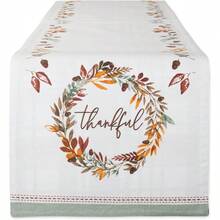 Thankful Autumn Fall Tabletop Decoration, Reversible Table Runner, 14x108, Fall's Bounty - Fall's Bounty + Reversible Table Runner, 14x72" - View 2