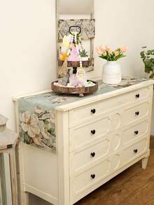 1pc Spring/Summer Floral Designed Tapestry, Oil Painting Style, Suitable For Kitchen, Dining Room Decor, Party Table Accessories, Home Room Decor, Table Runner, Fireplace Mantel Scarf, Glass Door Curtain, Home Decor, Entryway Decor, Dining Table Decor, Bedroom Decor, Bed Scarf - Multicolor - View 5