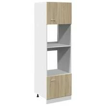 vidaXL Meuble micro-ondes "Lyon" Chêne Sonoma 60 x 57 x 207 cm Bois d'ingénierie - Tabac - Voir 1