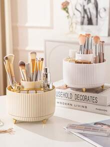 1个桌面旋转化妆品收纳盒，文具收纳盒，笔筒，化妆品展示架，多功能化妆刷架，护肤品收纳盒，塑料化妆刷架 - 彩色 - 查看 13