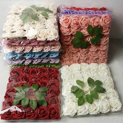 30pcs Artificial Foam Rose, Ideal For DIY Wedding Decor, Perfect For Valentine's Day Gift Or Bridal Bouquet. This Lifelike Long Stem Silk Flower Bouquet Can Be Used For Home, Wedding Decoration And Party Arrangement.