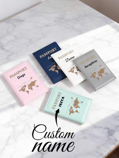 Customized Passport Holder, Personalized Passport Cover, PU Leather Passport Protector, Travel Document Organizer Wallet, Ticket Holder, Essential For Daily Travel, Foldable, Practical, Multi-Purpose, Minimalist, Ideal Gift For Holiday/Travel, Suitable For Both Men And Women