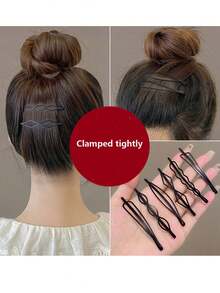 20个黑色几何发夹，简约黑色水钻，椭圆形、菱形、三角形侧刘海发夹，隐形发夹，适用于马尾辫、发髻、编发，直发/卷发/波浪发造型套装，美发工具套装 - 彩色 - 查看 8