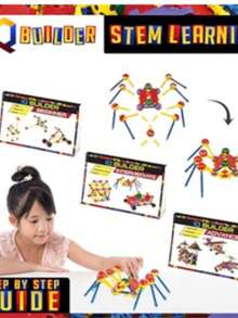 IQ BUILDER | STEM Learning Toys | Creative Construction Engineering | Fun Educational Building Toy Set for Boys and Girls Ages 5 6 7 8 9 10 Year Old + | Best Toy Gift for Kids | 164 PCS Kit with Box - Multicolor - Ver 3