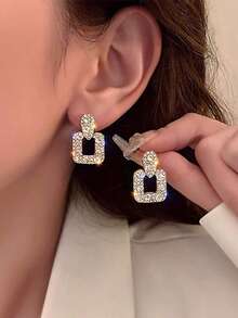 Bộ 5 đôi bông tai đính ngọc trai giả và pha lê kiểu dáng tối giản sang trọng, hình mắt mèo, vuông và nơ, giọt nước, phụ kiện trang sức thanh lịch cổ điển dành cho nữ, phù hợp để đeo hàng ngày và trong các dịp lễ hội. - Nhiều màu - Xem 3