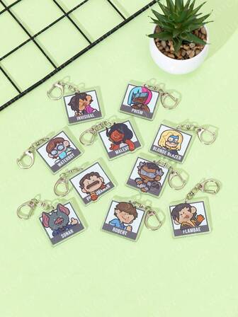 1 pieza Lindo llavero de acrílico con diseño de anime de tema de juego de despacho, decoración de mochila/accesorio de bolso/accesorio de mochila escolar/colgante de billetera/regalo para amigos