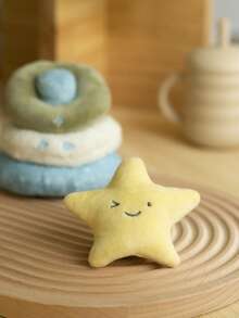 1件婴儿叠叠乐毛绒玩具，卡通橡果花星星图案，可爱毛绒印花环，婴儿配件，生日新生儿礼物 - 彩色 - 查看 5