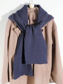 1件装女士时尚纯色黑色/卡其色/灰色加厚条纹纹理保暖连帽围巾披肩斗篷，适合约会、旅行、外出、日常、度假搭配 - A - 查看 16