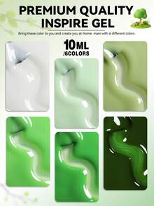 YOKEFELLOW 不含TPO和HEMA的绿色果冻凝胶指甲油，10毫升，春夏森林色，半透明亮泽，持久耐用，可使用LED UV灯轻松卸除，打造沙龙级美甲效果，适合在家使用。 - 彩色 - 查看 4