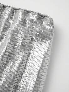 Women's Sparkle Sequin Pants Lightweight Elastic Waist Wide Leg Loose Pants Trousers - Plateado - Ver 5