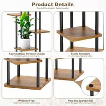 6 Tier Wood Tall Plant Stand Metal Rack Indoor, Multiple Flower Pot Holder Shelves Corner Rack, Planter Shelf Display Rack Storage Organizer Patio Living Room Balcony GardenWhite Oak - 6 Tingkat, Hitam - View 5