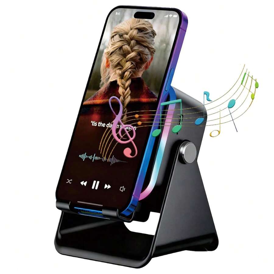 Wireless Induction Speaker 5-In-1 Bluetooth Speaker With Phone Holder, Surround Sound, 5000mAh, 8 RGB Ambient Lights, 360° Adjustable Stand, Holder For IPhone/Android/IPad Gifts For Men Women - màu đen - Xem 1