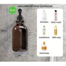 Shampoo And Conditioner Dispenser Set Wall Mount, 3Pack Refillable No Drill Shampoo Bottles For Shower With Labels 17oz Drill Free Body Wash Dispensers For Bathroom Shower Soap Bottles Black Pump - Amber - 查看 4