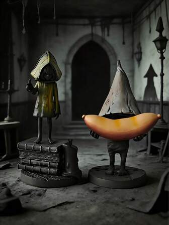 סיוטים קטנים - מונו, שש, נום, הגברת והתאומים, דמות משחק שף, דמות PVC, צעצוע אסיפה, מתאים לרכב/שולחן/עיצוב הבית, פסלון פסל או מתנות של מעריצים/מתנה לאספנים, קישוט למסיבה וליל כל הקדושים