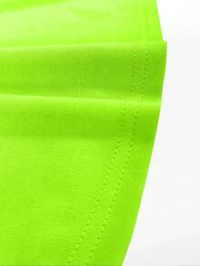 2pcs/Set Women Green Solid Color Round Neck Cropped Top + Loose Pants Casual Suit, Spring/Summer - Green - View 4