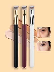 1pc Angled Concealer Makeup Brush, Face Highlighter Brush, Crease-Free Powder Brush - Multicolor - View 2