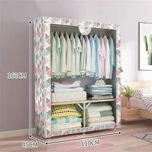 Armario portátil Armario de tela Armario pesado estantes organizadores de guardarropa plegables multifunción Armarios de dormitorio con soporte de metal simple B 160 * 110 * 45 cm Percha de tecc - F - Ver 2