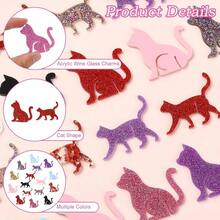 QY- Acrylic Ice Cream Bow Cat Heart Shape Goblet Marker Drink Markers Glass Markers Charms For Drink Cup Crafts Party Wedding Bar Birthday -9608 - CatShapeDrinkMarkers32pcs - View 3