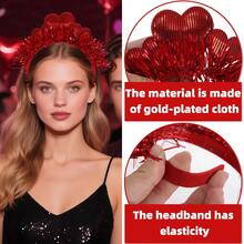Valentine's Day Heart Headband Wedding Celebration Red Ribbon Peach Heart Headband Party Decoration Heart-Shaped Hair Accessory - C - Xem 7