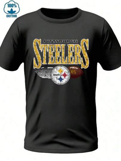 blusas para niña Pittsburgh Steelers Camiseta de hombre con el logotipo del equipo de fútbol americano, un símbolo de garra y pasión deportiva, perfecta para los fanáticos que viven el juego al máximo,100% algodón. Camisetas patrióticas de algodón 100% para hombres y mujeres adolescentes, con diseño de camiseta de rugby.