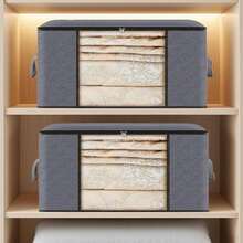 2Pcs Large Capacity Storage Bag,Non-Woven Quilt Storage Bag, Quilt Travel Moving Storage Packing Bag, Clothes Luggage Storage Bag, For Seasonal Storage And Organization Decorations Autumn Decor Festival Decor Room Decor Home Decor Fall Decor Bedroom Decor Christmas For Holiday Gift Giving - Xám - Xem 10