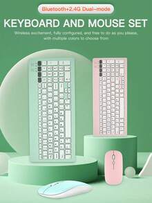 AKKHOO Bộ bàn phím và chuột không dây 2.4G, chế độ kép Type-C, 3 mức DPI, đầu thu USB, giảm tiếng ồn, tương thích với Windows/IOS/Android - Nhiều màu - Xem 3