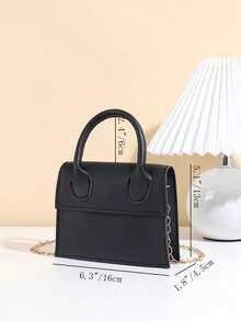 Matte Fashionable Versatile Minimalist Chain Handbag - Black - View 2
