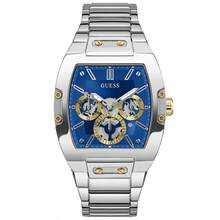 GUESS Men's Phoenix Luxury Sliver Tone Rectangular Watch With Sliver Steel Strap Waterproof Business Casual Wristwatch Men Gifts GW0456G5 - Blue - View 6