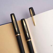 Premium Comfort Grip Ballpoint Pens, 1.0mm Thick Writing For Business/Study (Bulk 6/10 Packs) Large Ink Volume Gel Pens - Smooth Writing , Black Barrel With Gold Accents