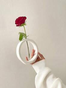 1pc Unique Arch, Rectangle, Round Silicone Mold DIY Hydroponics Plaster Hollow Vase Mold, Asymmetric Plant Vase Making, Home Decor DIY, Creative Gardening Project - White - View 5