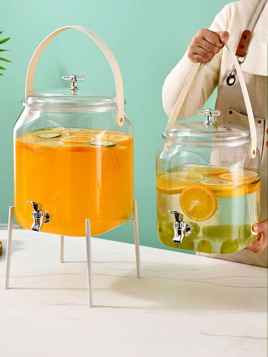 1个带水龙头的大容量塑料饮水瓶，适用于冰箱，可用作水果浸泡器、汽水容器，家居必备 - 彩色 - 查看 1