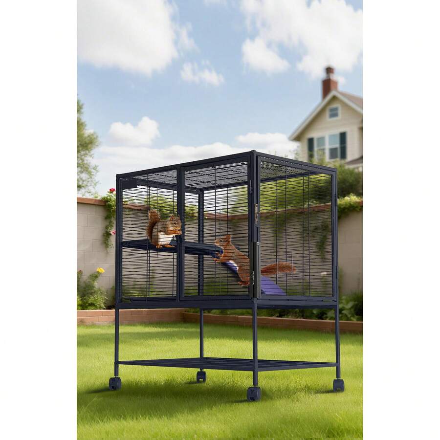 Jaula de Metal para Mascotas Pequeñas, Jaula Multinivel para Hurones y Mascotas Pequeñas, Diseño Espacioso Multinivel, Estructura Segura y Duradera, Fácil de Limpiar y Mantener, con Almacenamiento y Buena Ventilación - 30x20x36 pulgadas - Ver 1