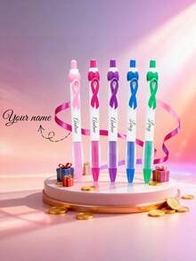 Customized Bow Tie Push-Button Ballpoint Pen, Creative AIDS Awareness Promotional Gift, Advertising Pen With Engraved Logo, Ribbon Press Plastic Pen, AIDS Awareness Pen, Personalized Gift Advertising Pen