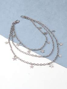 1pc Versatile Pentagram Pendant Chain, Hip-Hop Jeans Waist Chain Fashion Accessory For Men - Silver - View 9